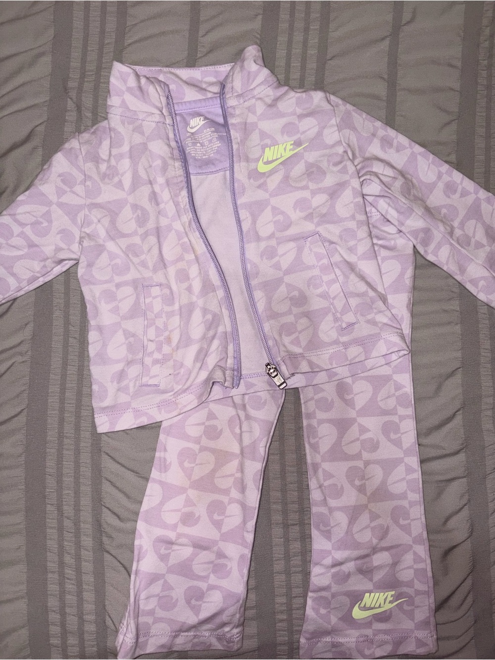 Nike Lavender Heart-Print Girls Track Jacket & Pants